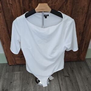 Express White Fitted Bodysuit